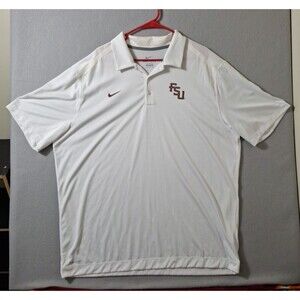 Nike Dri Fit Polo Men 2XL Florida State Seminoles White FSU College Football